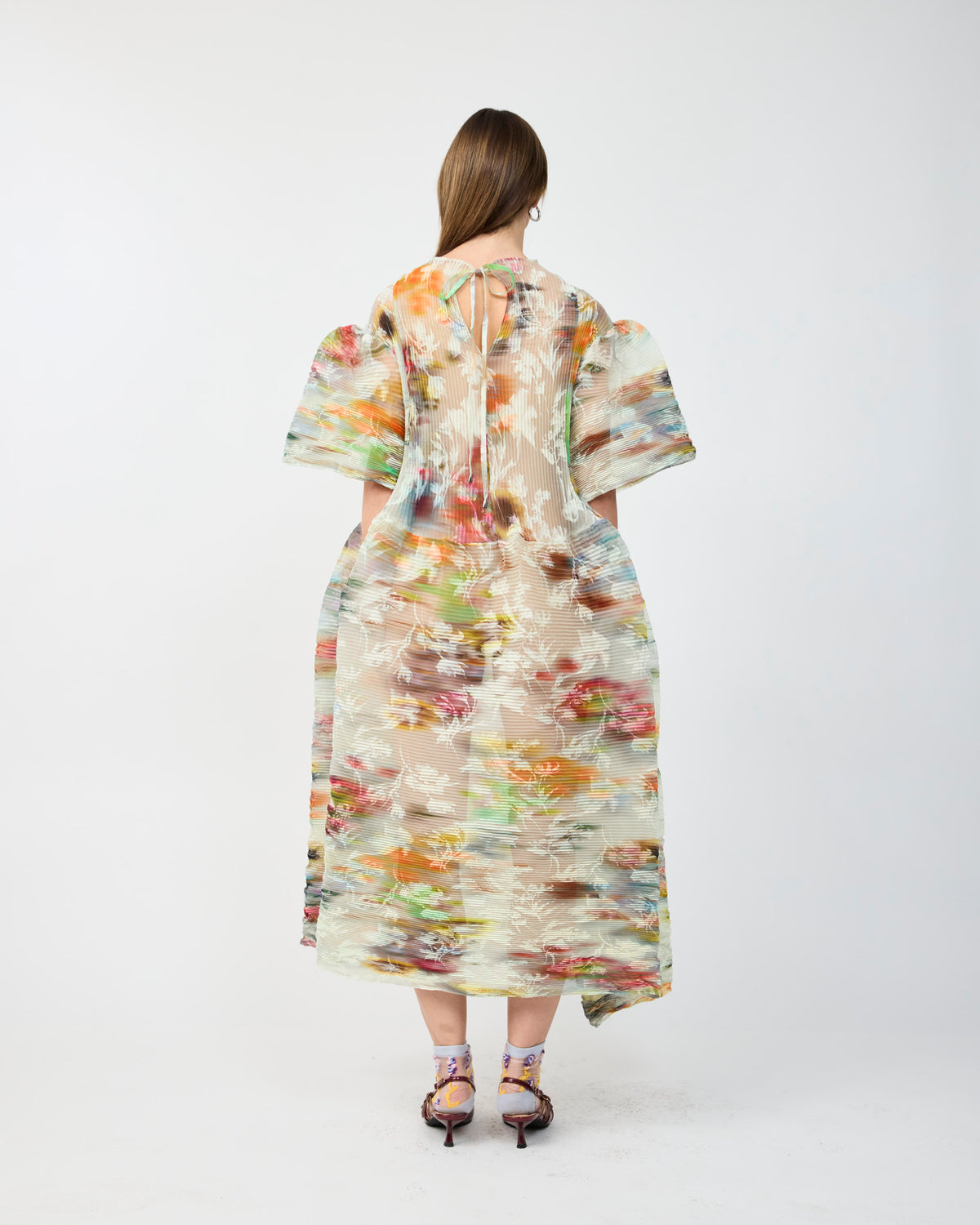 THEKLA PLEATED DRESS IN CLARA FLOCK - COUTURE LENGTH