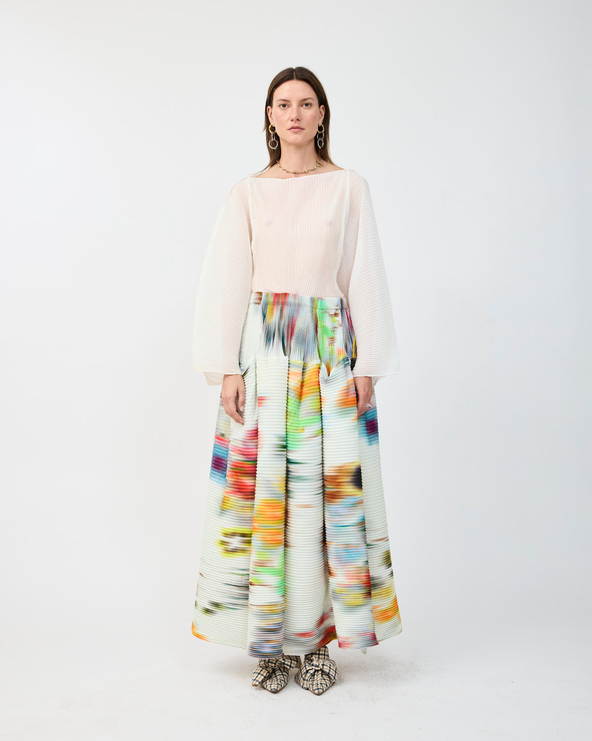 KENZA HANDPLEATED SKIRT IN CLARA