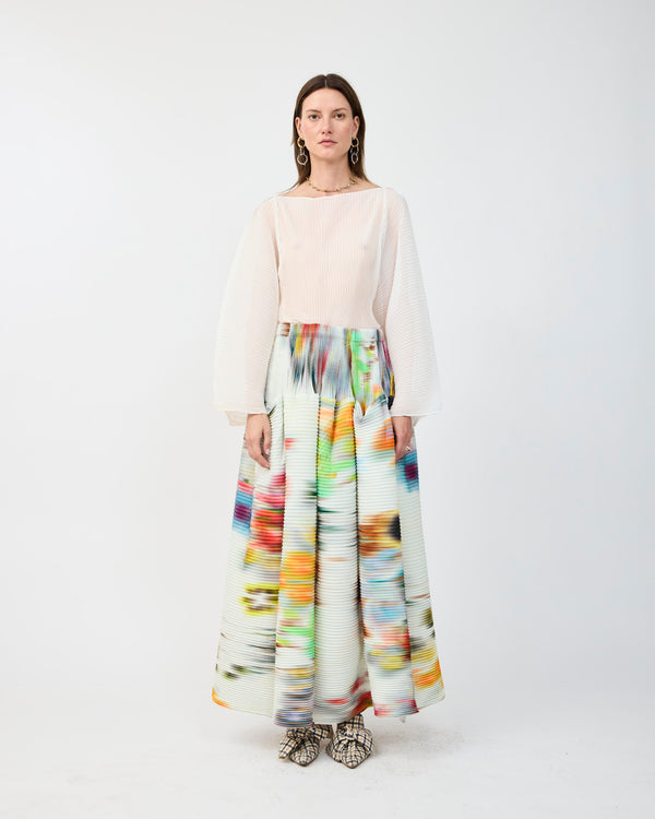 KENZA HANDPLEATED SKIRT IN CLARA