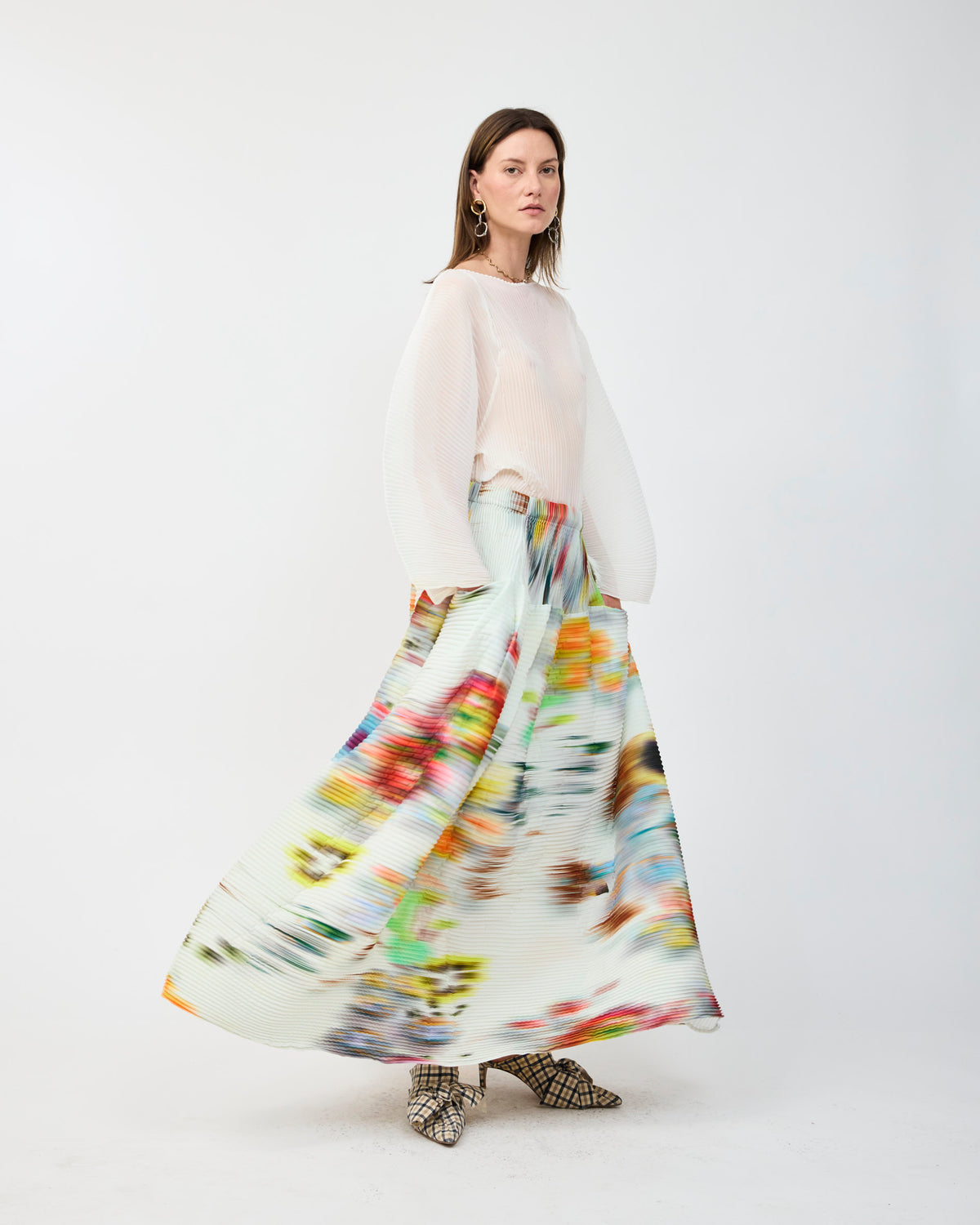 KENZA HANDPLEATED SKIRT IN CLARA