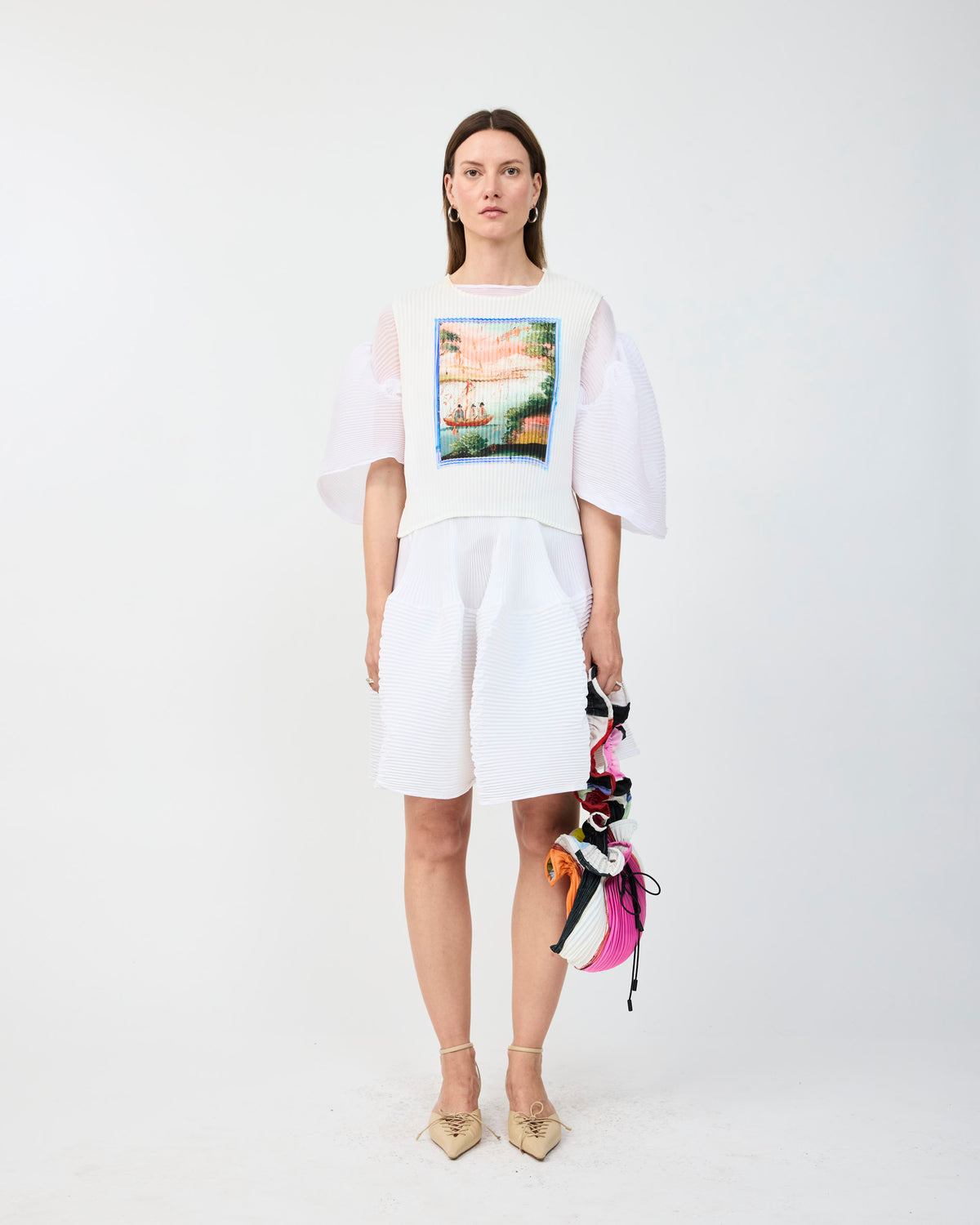 THELMA PLEATED TOP IN WHITE KOLLI