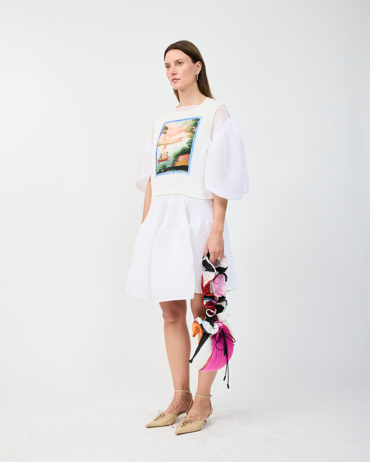 THELMA PLEATED TOP IN WHITE KOLLI