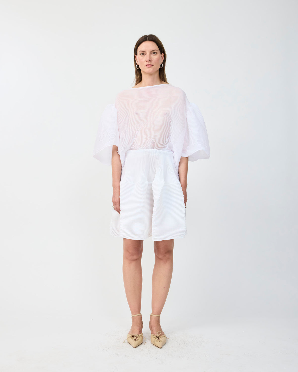 CAMERON PLEATED SKIRT IN WHITE