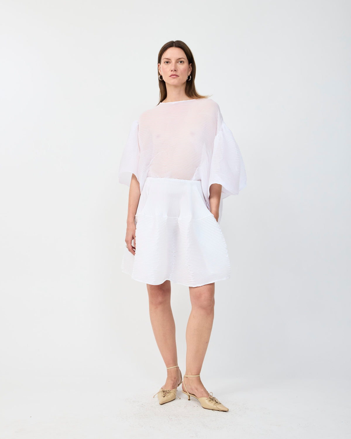 CAMERON PLEATED SKIRT IN WHITE