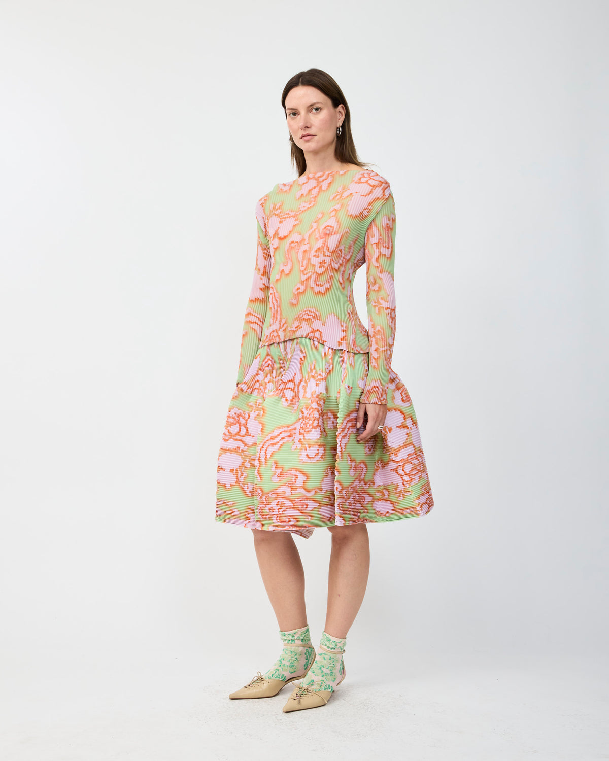 LEE PLEATED TOP IN BLUSH AUGUST