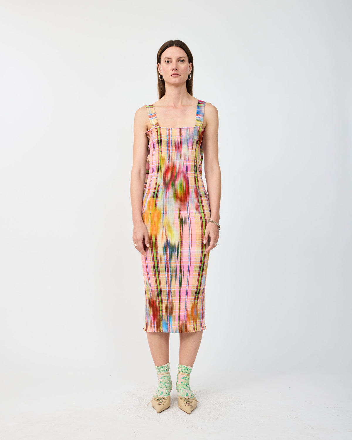 ALMA SMOCK PLEATED DRESS IN RILKE