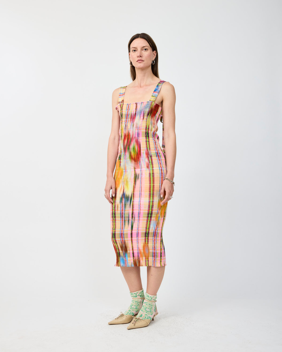 ALMA SMOCK PLEATED DRESS IN RILKE