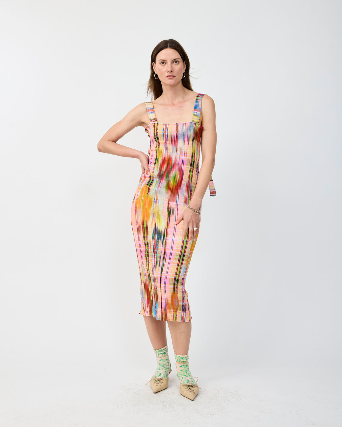 ALMA SMOCK PLEATED DRESS IN RILKE