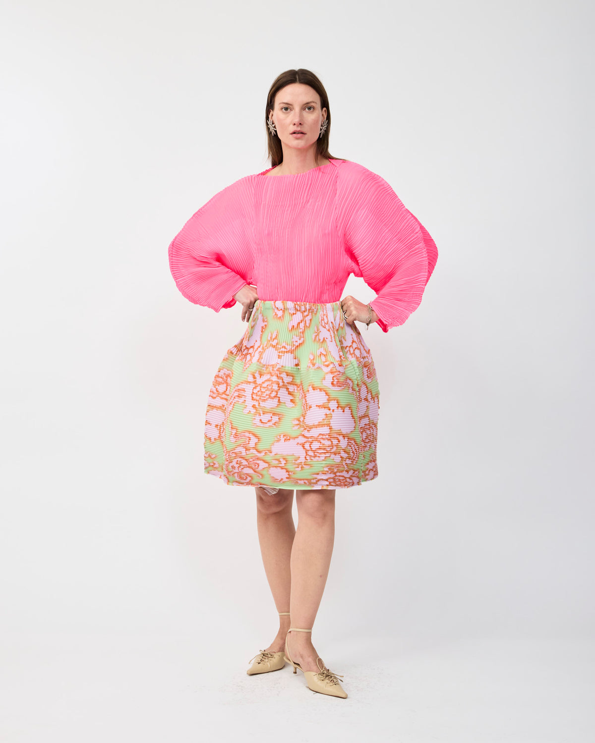 RANA HANDPLEATED TOP IN PINK