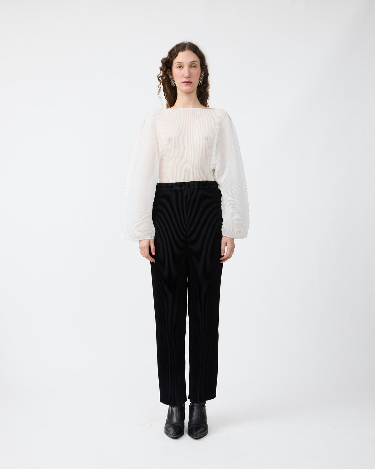 Jack Pleated Trousers in Monochrom Black