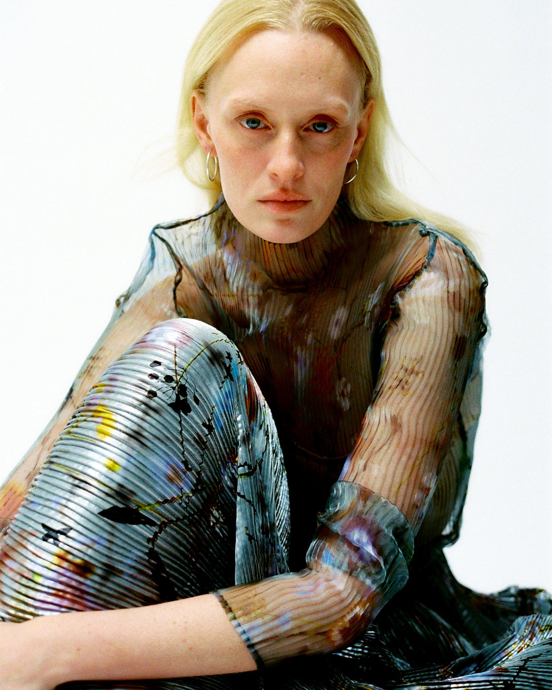 Lee Pleated Top in Transparent Frances
