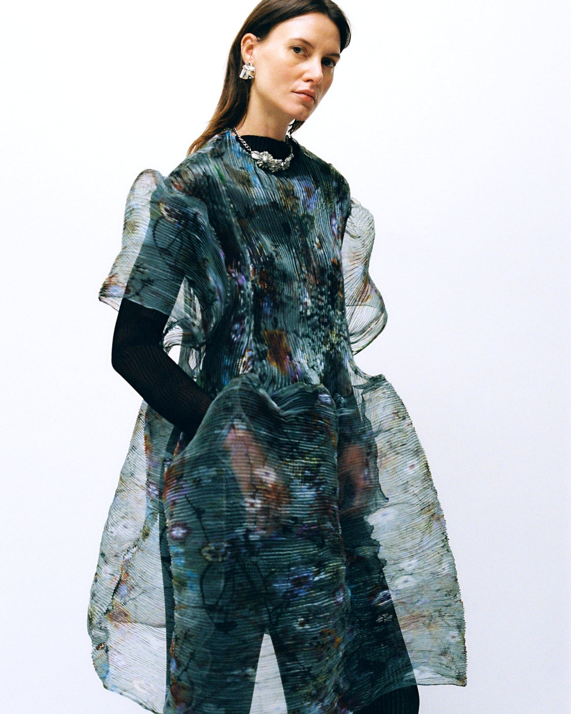 Thekla Handpleated Dress in Transparent Frances