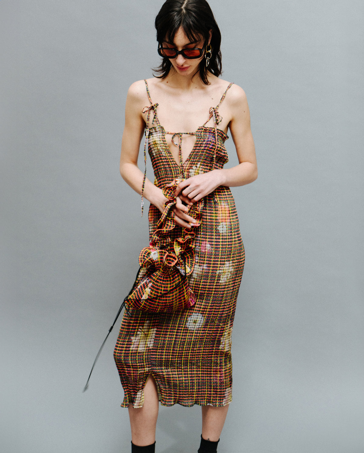 Paskal Crush Pleated Dress in Pagel