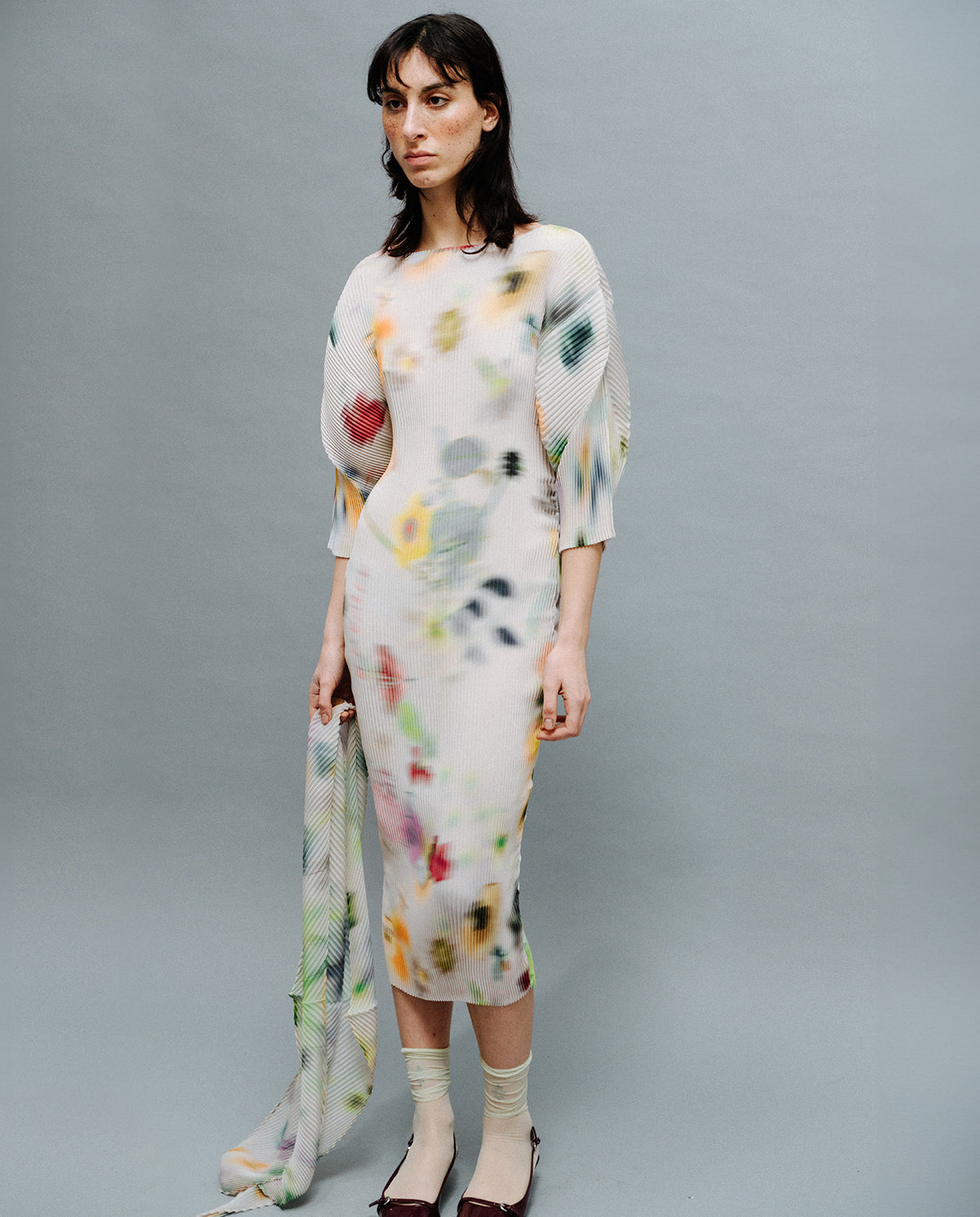 Leila Pleated Dress in light Mayu