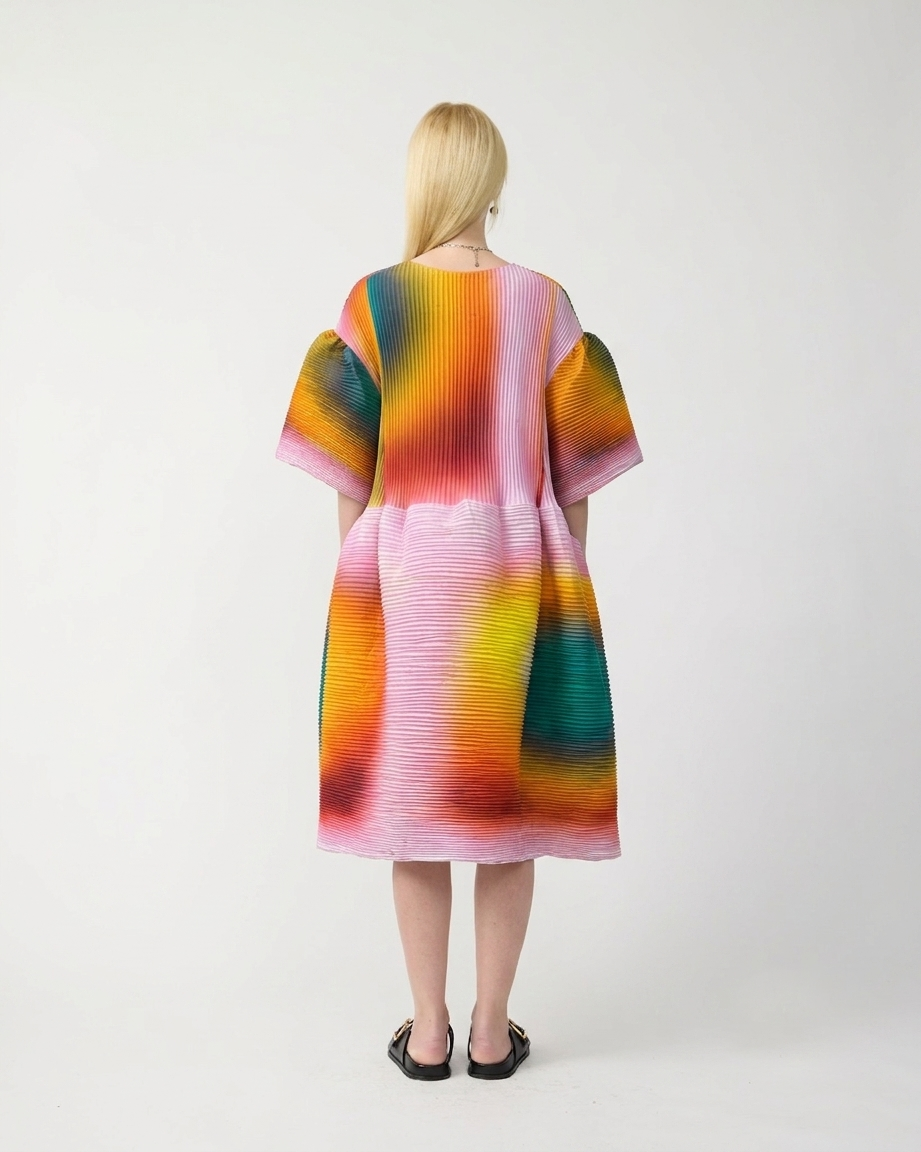 Thekla Handpleated Dress in Pink Rain
