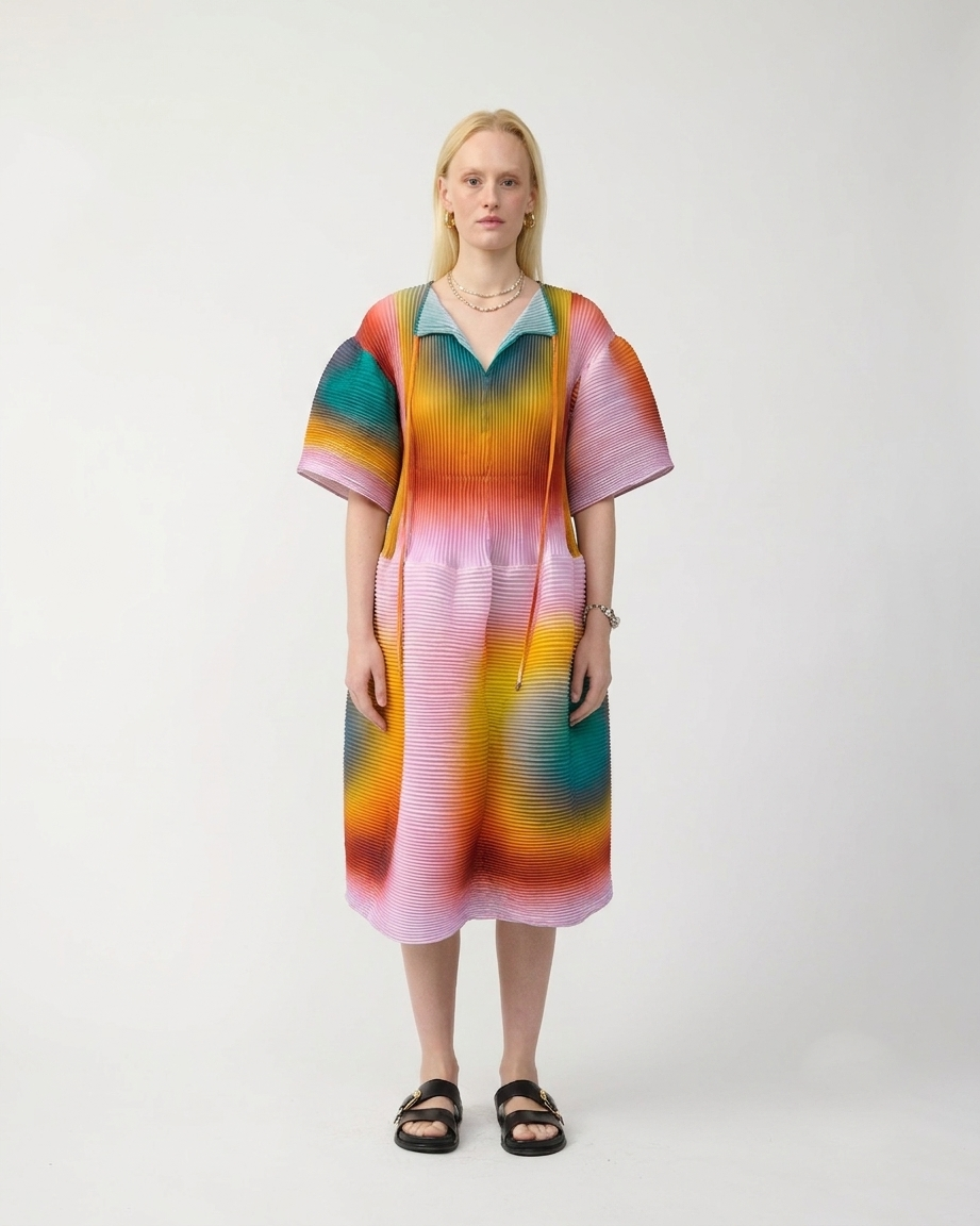 Thekla Handpleated Dress in Pink Rain
