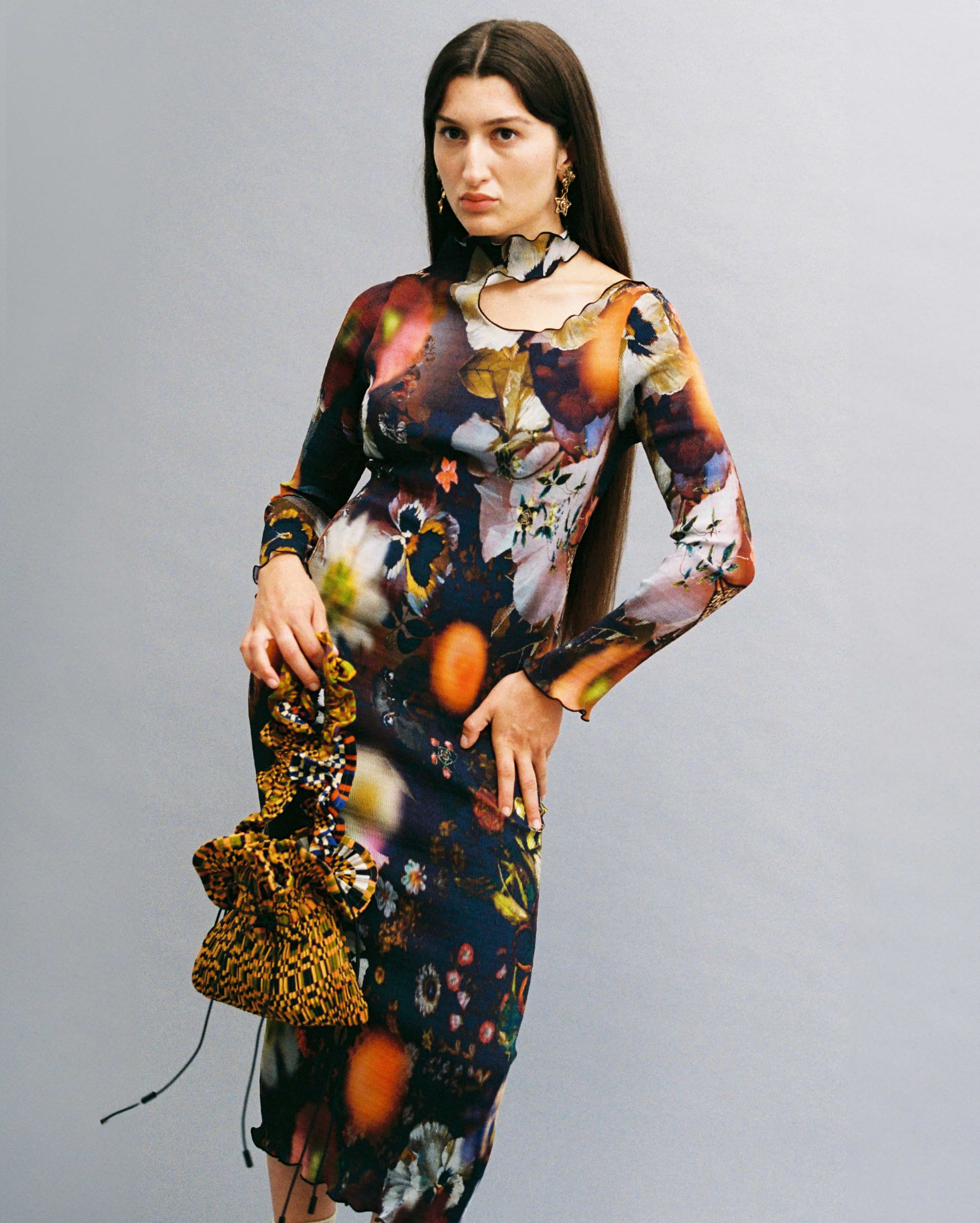 Orphelia Smock Pleated Dress in Nola