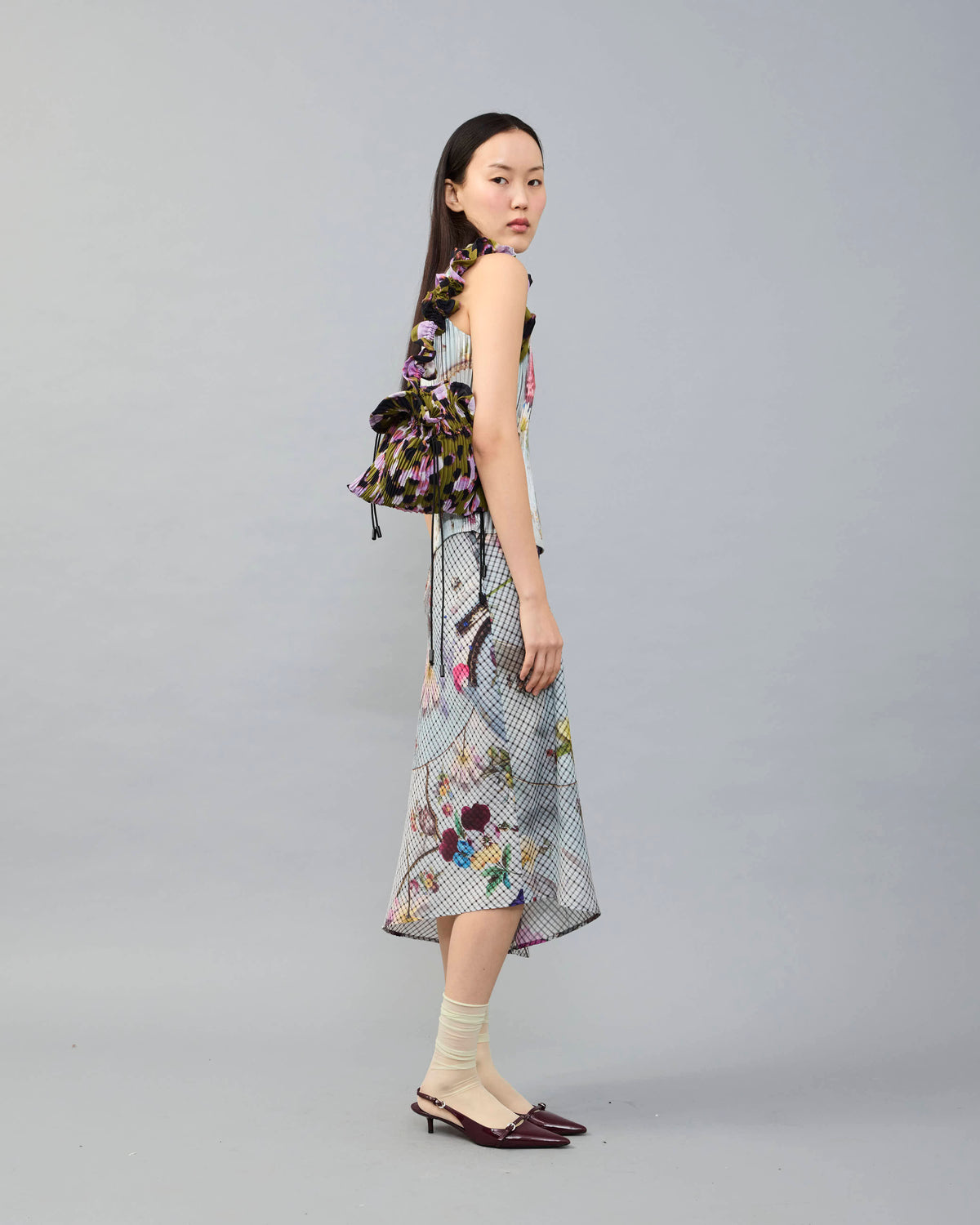 Kurt Pleated Top in Metallic Maria