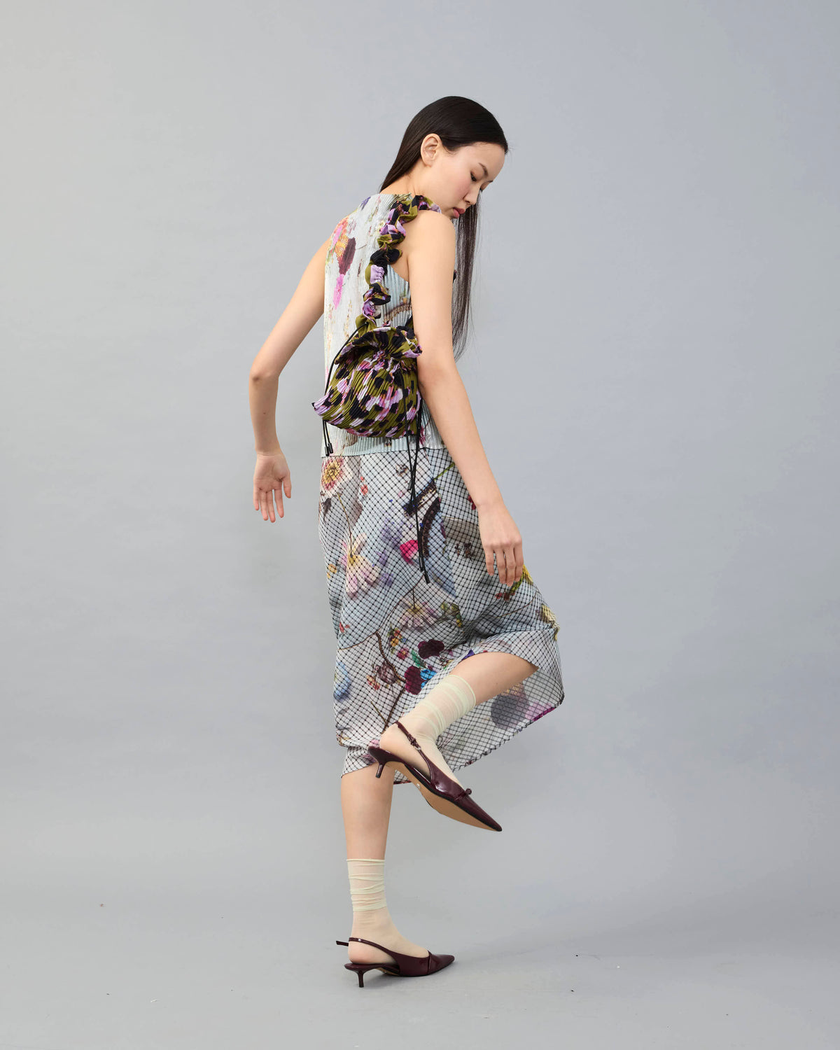 Kurt Pleated Top in Metallic Maria