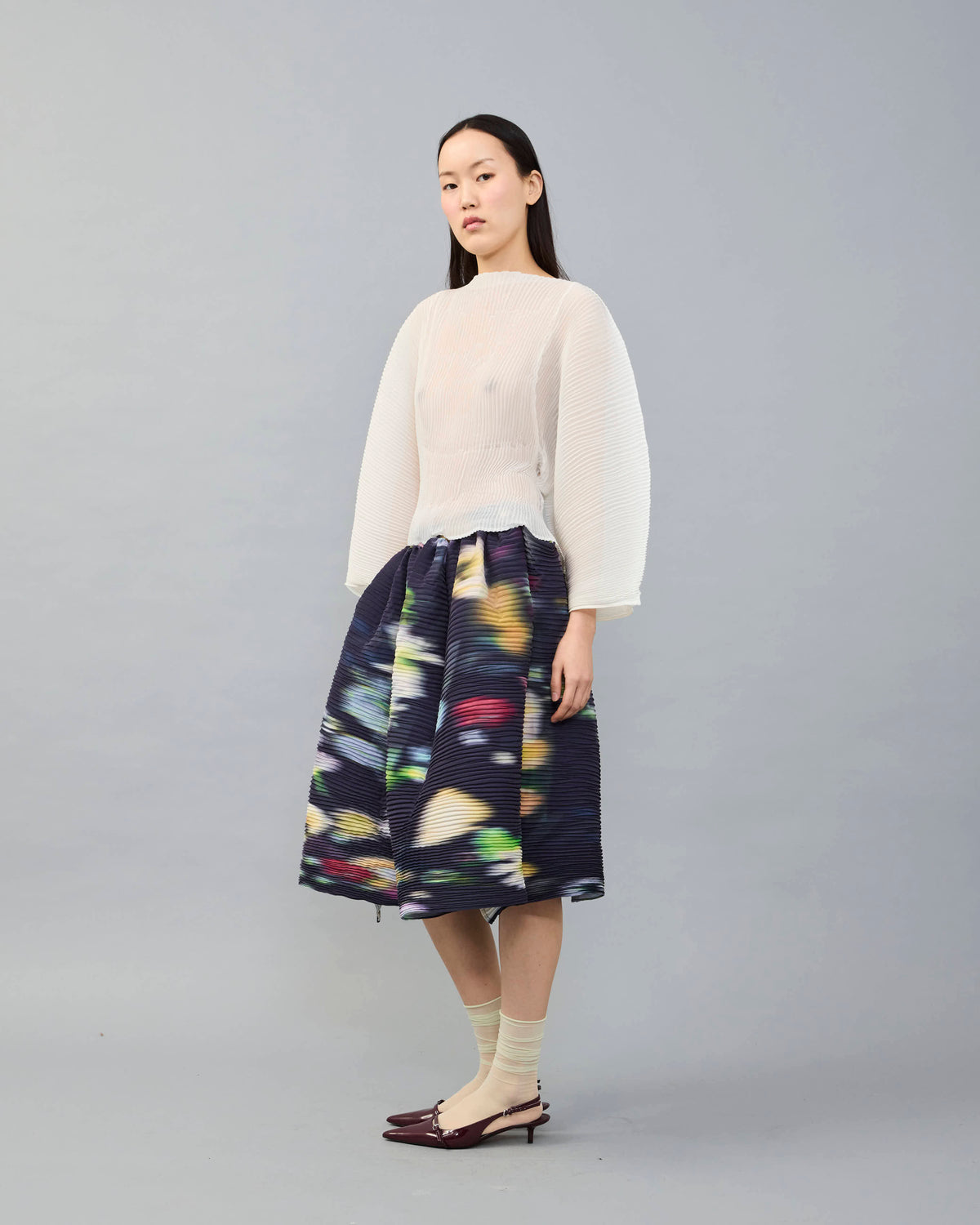 Sumia Handpleated Skirt in Mayu