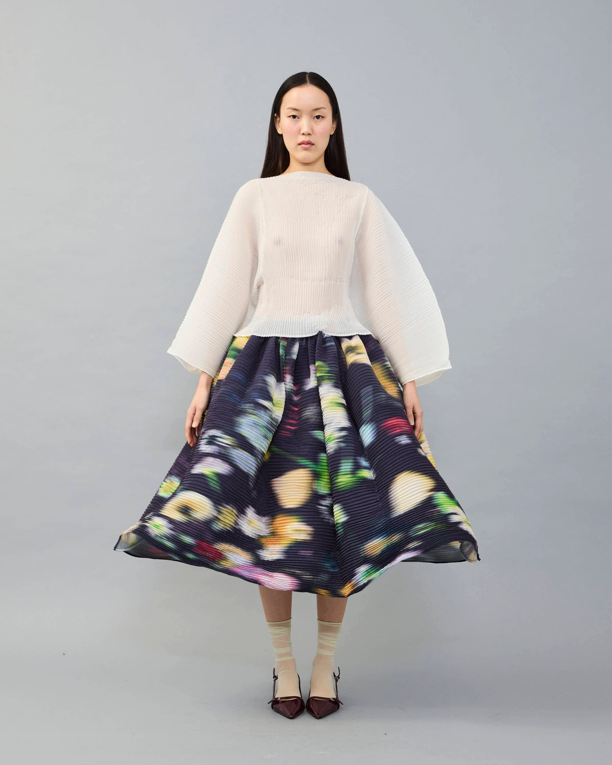 Sumia Handpleated Skirt in Mayu