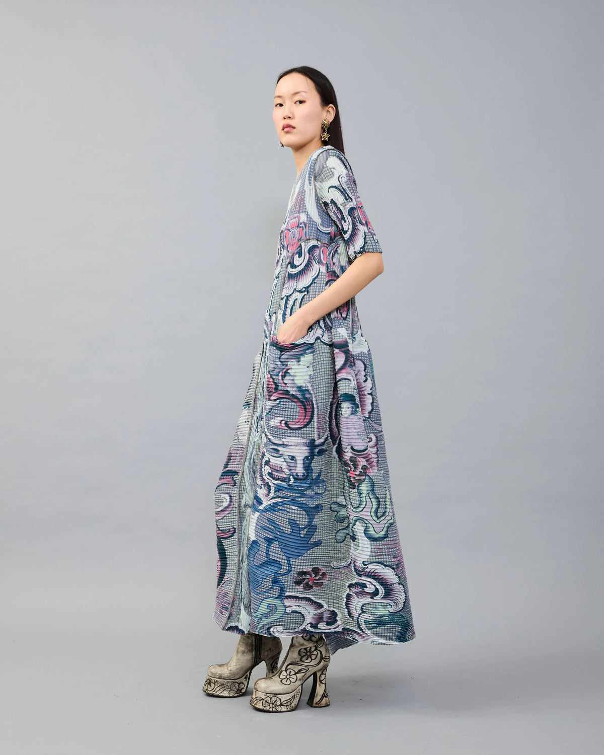 Uma Handpleated Dress in Quentin