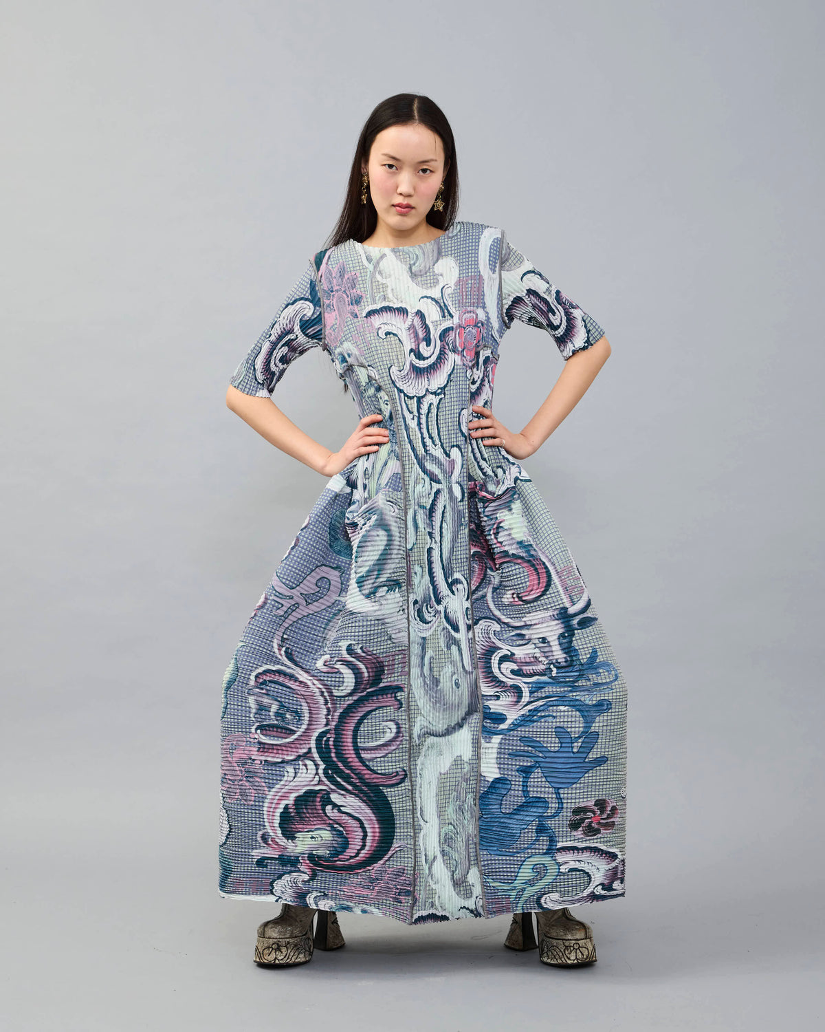 Uma Handpleated Dress in Quentin