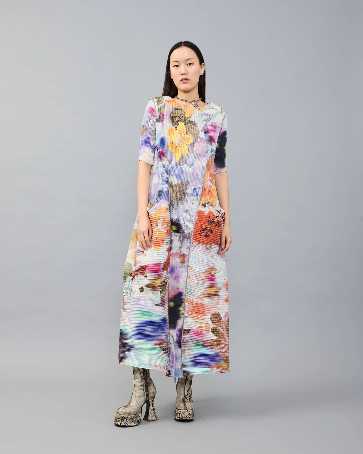 Uma Handpleated Dress in Lilia