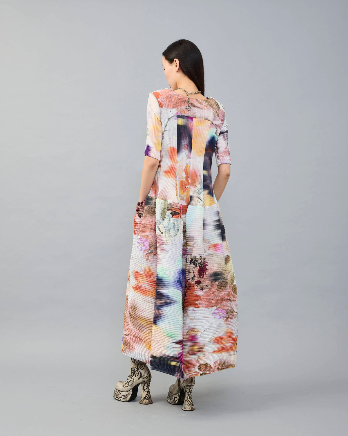 Uma Handpleated Dress in Lilia