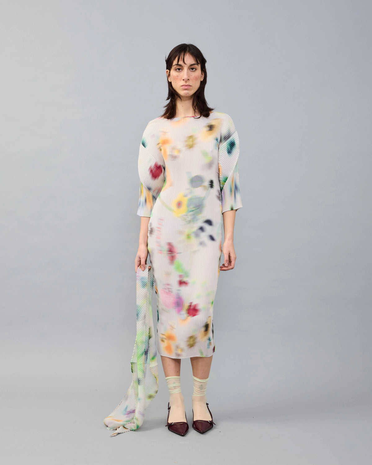 Leila Pleated Dress in light Mayu
