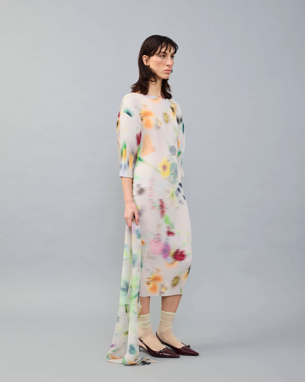 Leila Pleated Dress in light Mayu