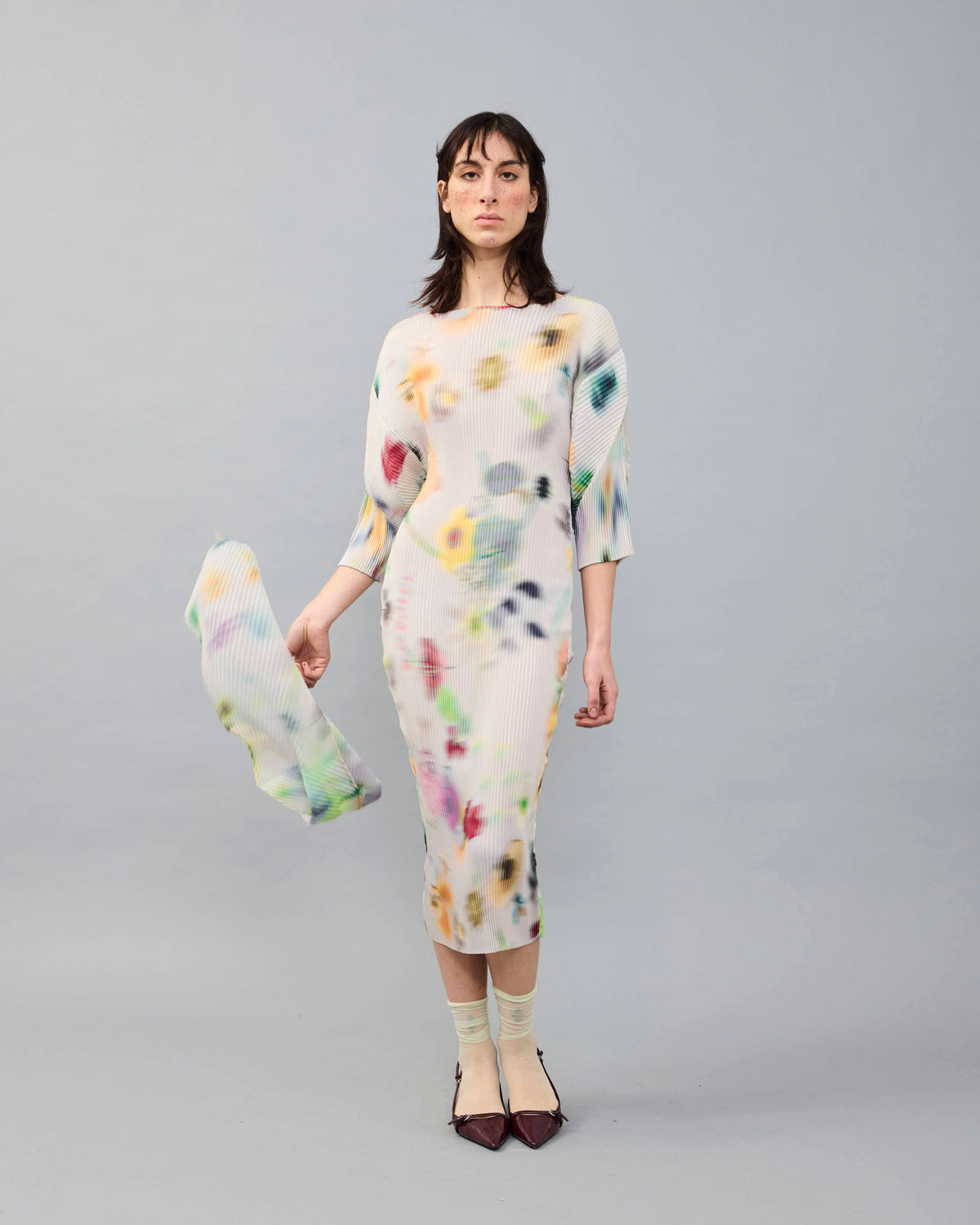 Leila Pleated Dress in light Mayu