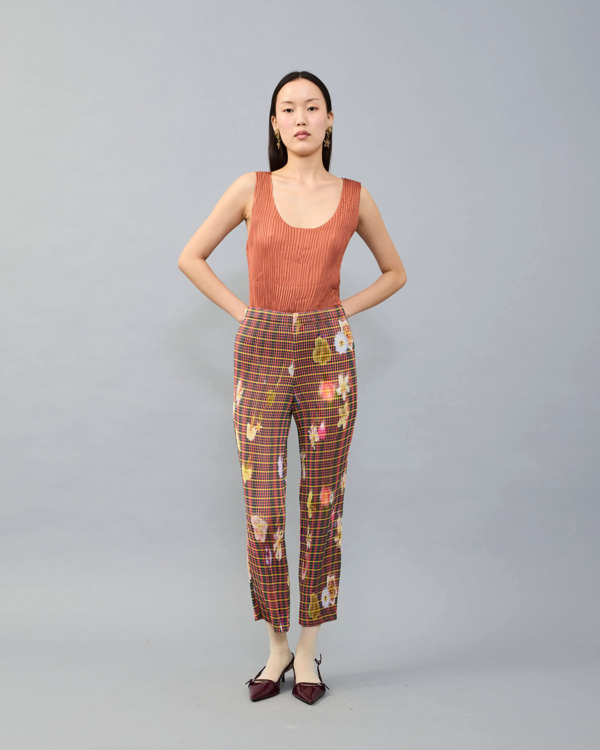 Kurt Handpleated Tanktop in Terracotta