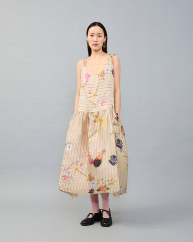 Luna Crushed and Pleated Dress in Pagel