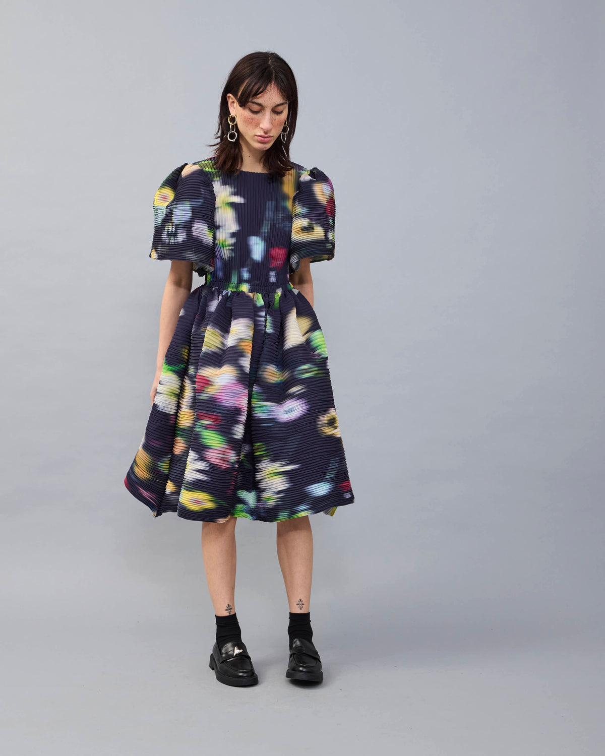 Swani Handpleated Dress in dark Mayu