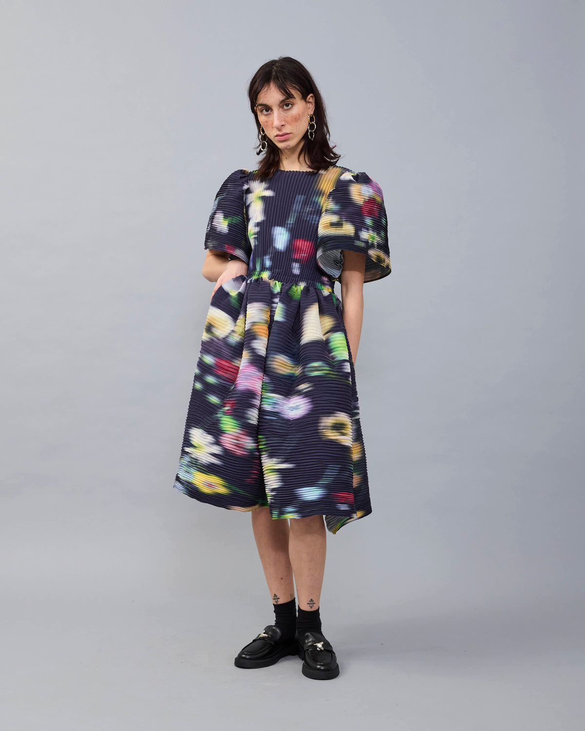 Swani Handpleated Dress in dark Mayu
