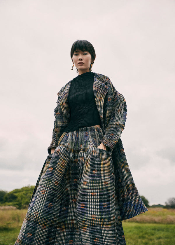 Kenza Pleated Tartan Skirt in Helge