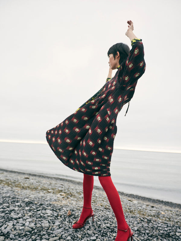 Pax Handpleated Dress in Ruby Roman
