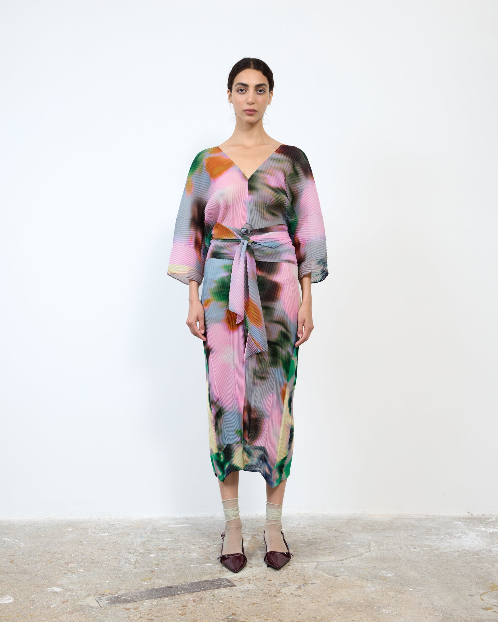 HANDPLEATED STACY KAFTAN IN MARIS