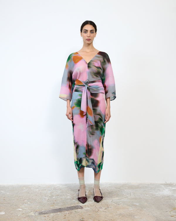 HANDPLEATED STACY KAFTAN IN MARIS