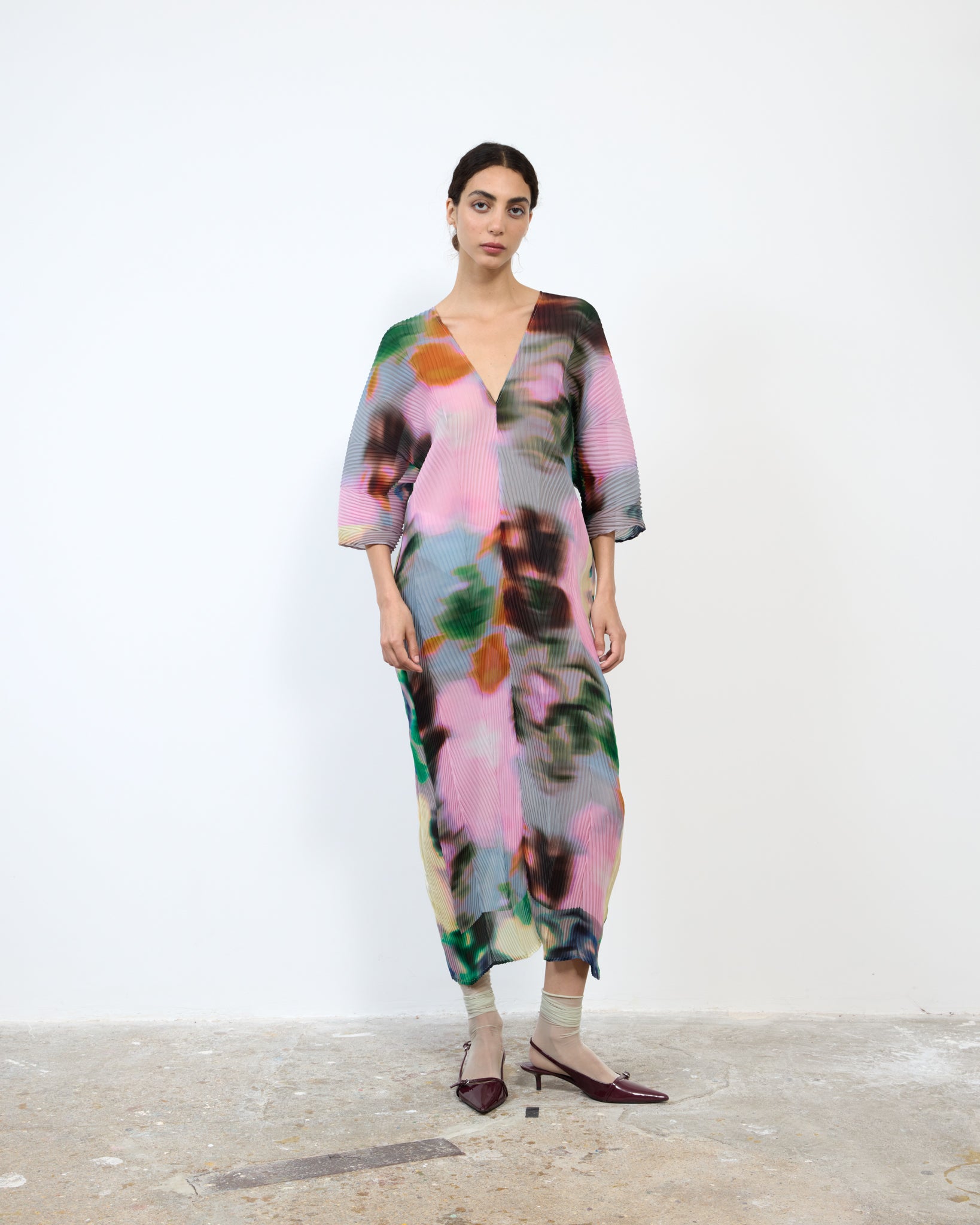 HANDPLEATED STACY KAFTAN IN MARIS