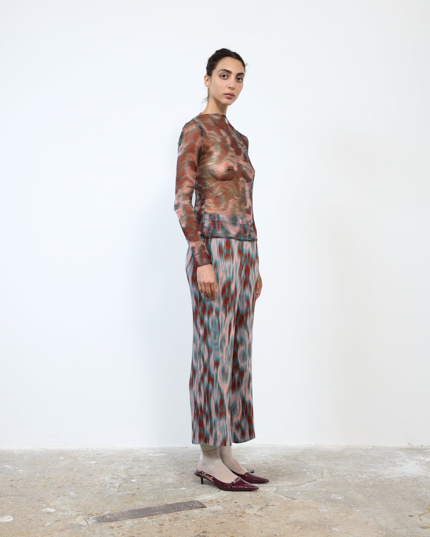 LEE PLEATED TOP IN TRANSPARENT GALLIA