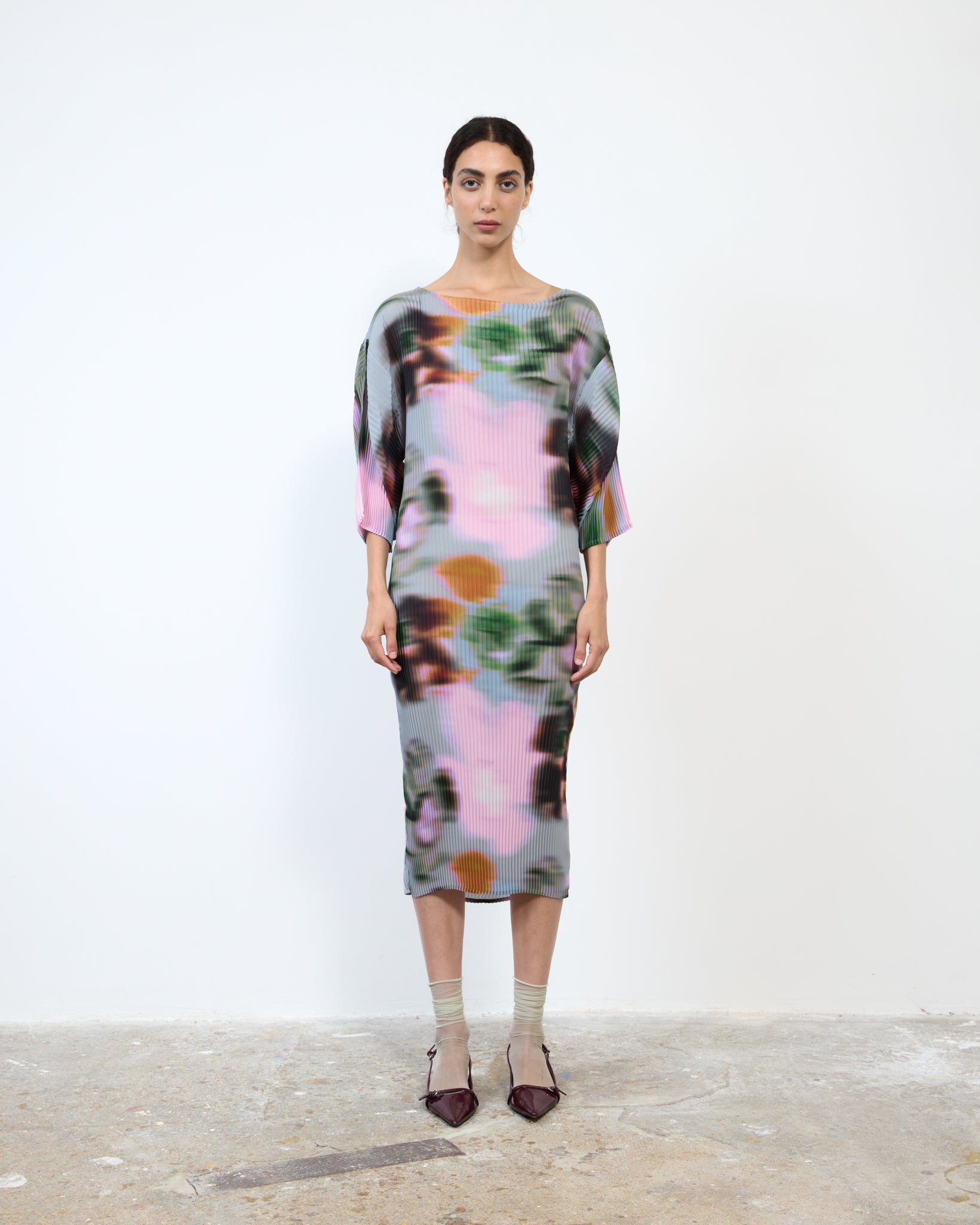 LEILA PLEATED DRESS IN MARIS