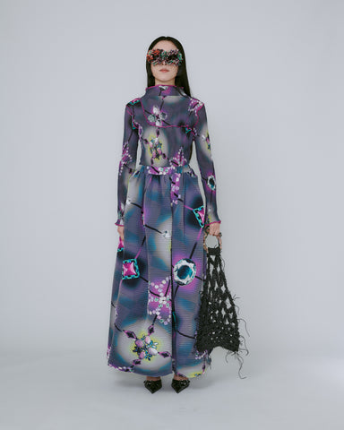 Handpleated Gaia Skirt in Dark Raisa